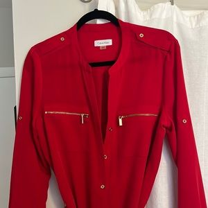 Shirt dress with belt